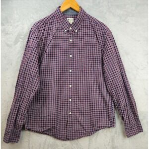 J.Crew Shirtings Washed Tartan Shirt Mens XL Blue Maroon Plaid Long Sleeve